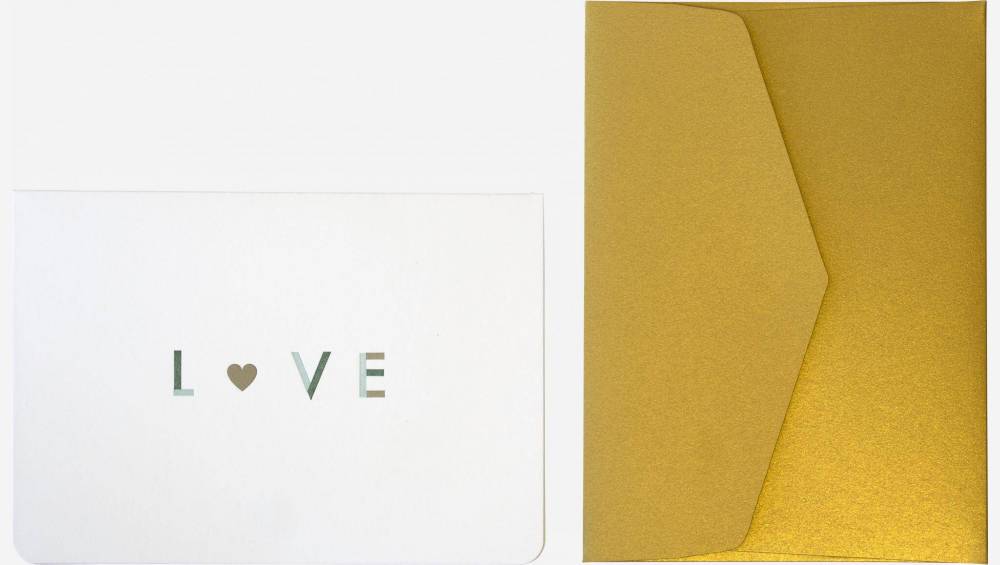Postal “Love” com envelope dourado - Design by Floriane Jacques   