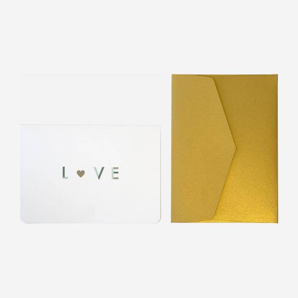 Tarjeta "Love" con sobre dorado - Design by Floriane Jacques   