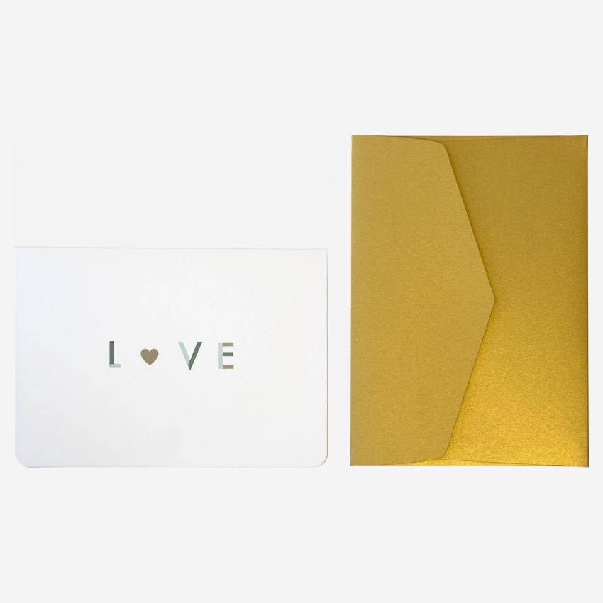 Kaart “Love” met goudkleurige enveloppe - Design by Floriane Jacques   