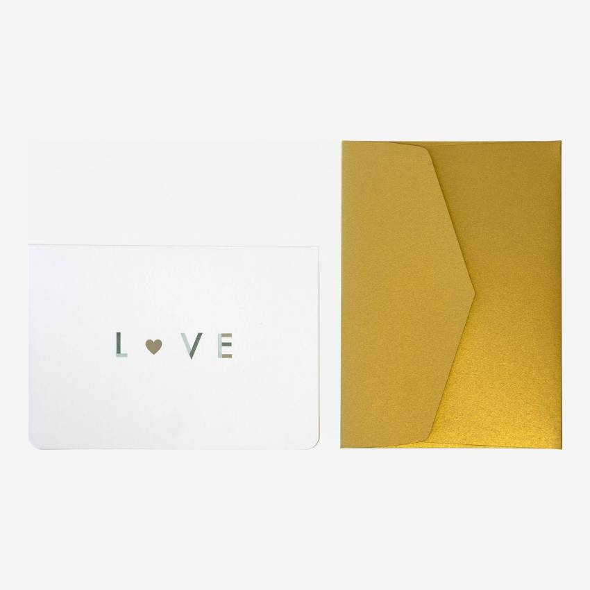 Karte "Love" mit goldfarbenem Umschlag - Design von Floriane Jacques   