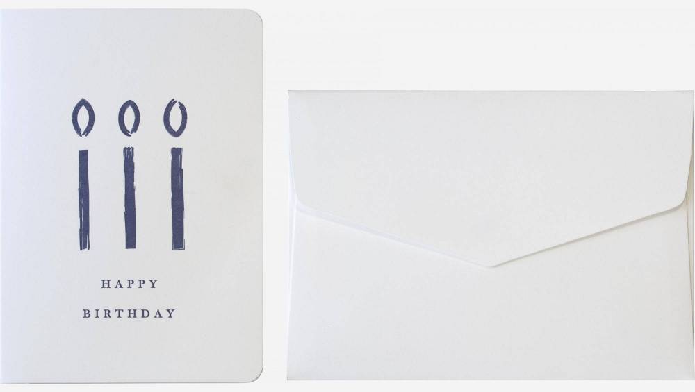 Postal “Happy birthday” com envelope branco - Design by Floriane Jacques