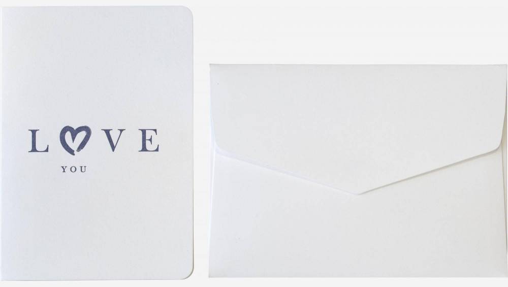 Karte "love you" mit weißem Umschlag - Design von Floriane Jacques