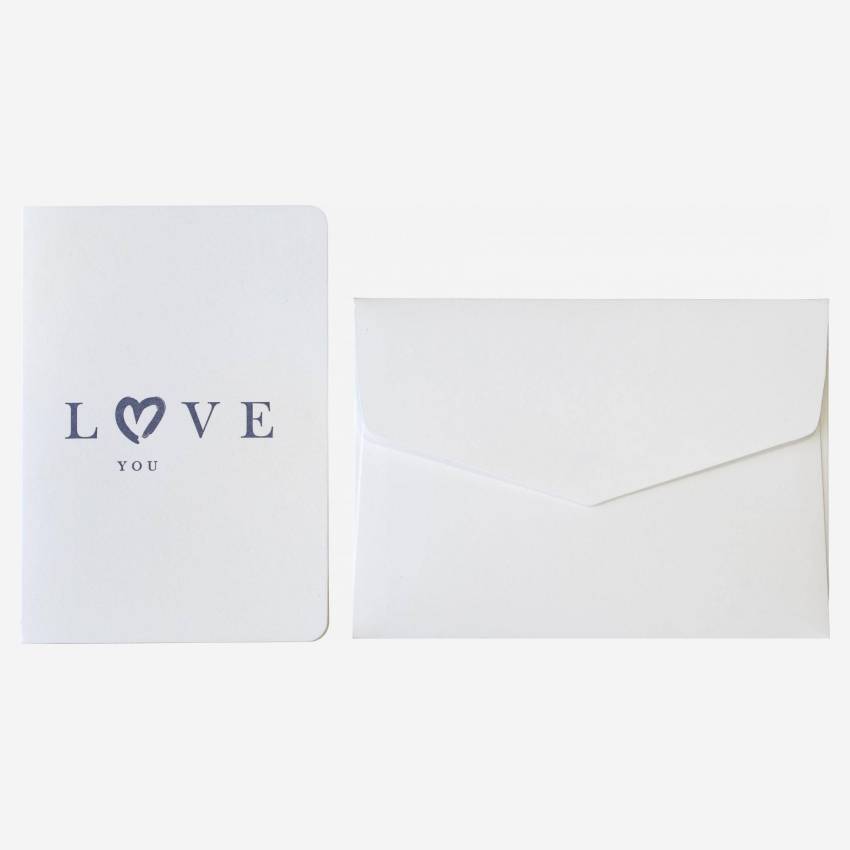 Biglietto "Love you" con busta bianca - Design by Floriane Jacques