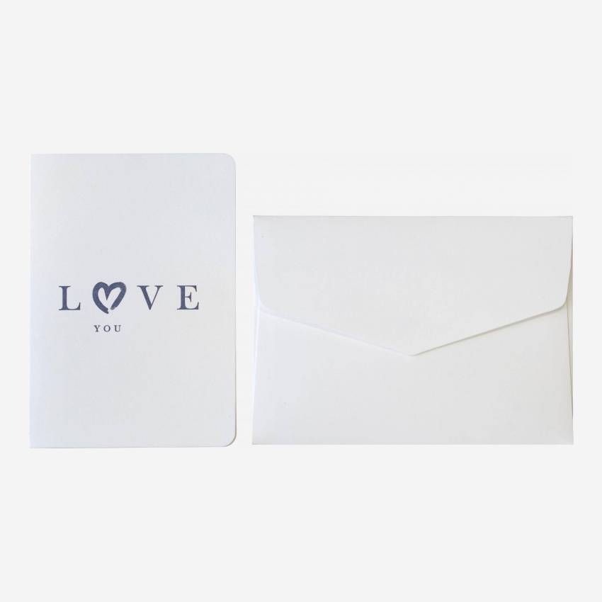 Postal ”love you” com envelope branco - Design by Floriane Jacques