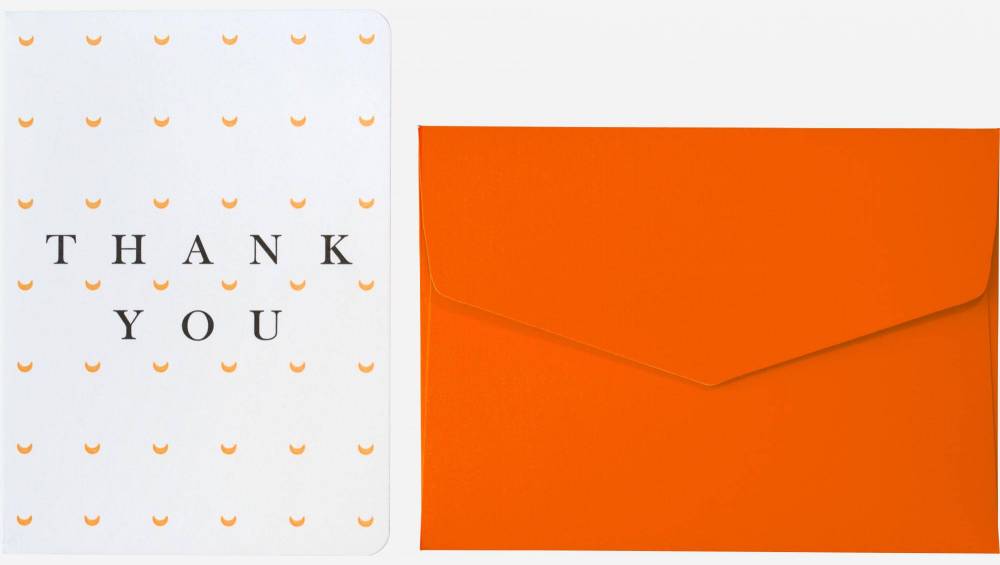 Biglietto di ringraziamento con busta arancione - Design by Floriane Jacques