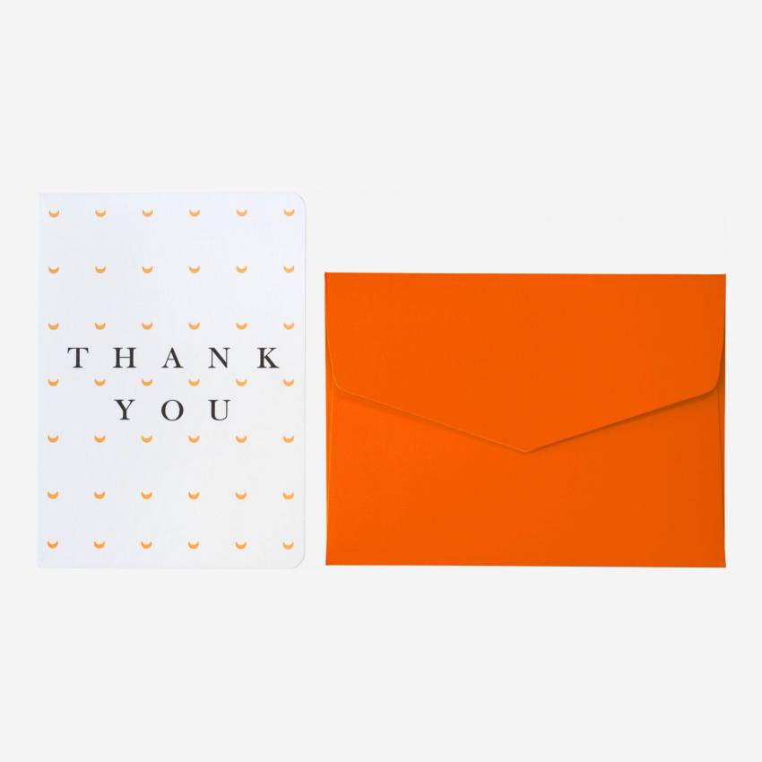 Karte "Thank you" mit orangefarbenem Umschlag - Design by Floriane Jacques 