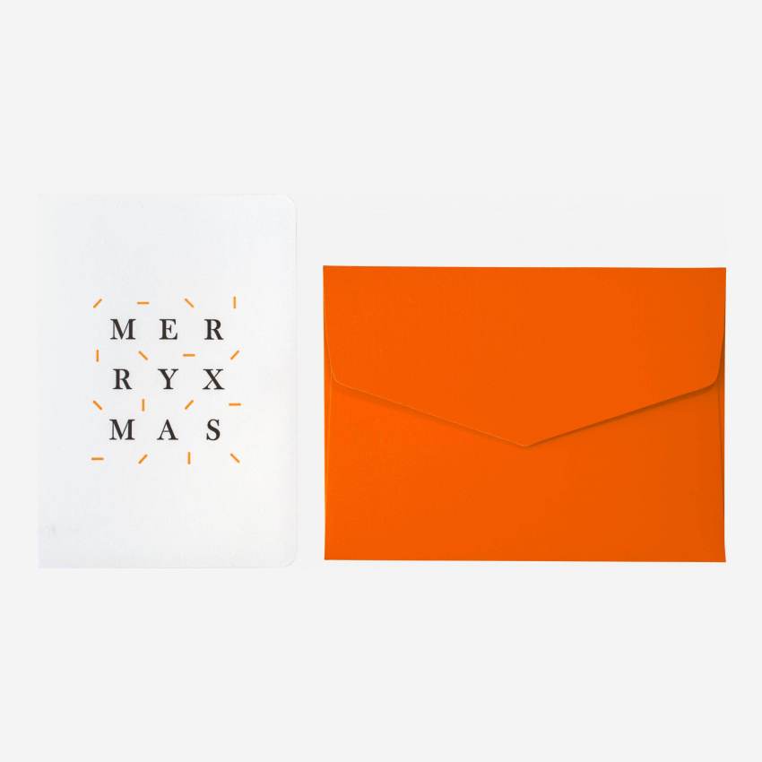 Tarjeta "Merry Xmas" con sobre naranja - Design by Floriane Jacques 