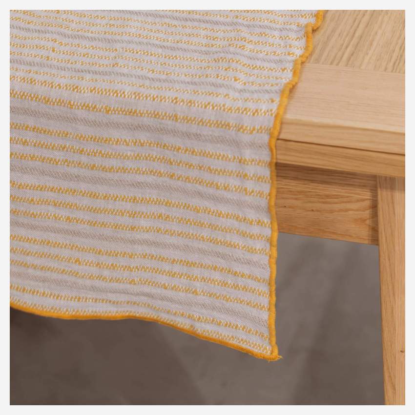 Caminho de mesa em linho - 40 x 140 cm - Branco e cor de laranja
