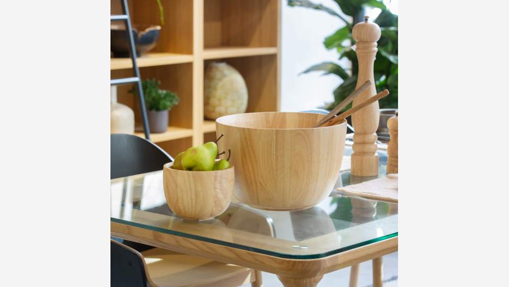 Saladeira de madeira de hévea - 15cm - Natural
