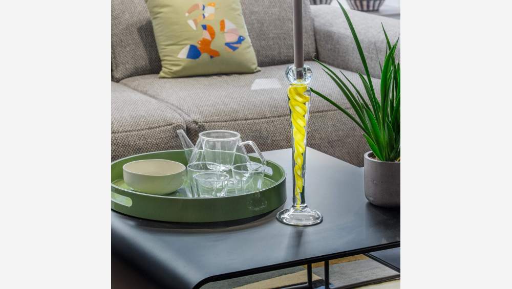 Kerzenständer aus Glas - 38 cm - Gelb
