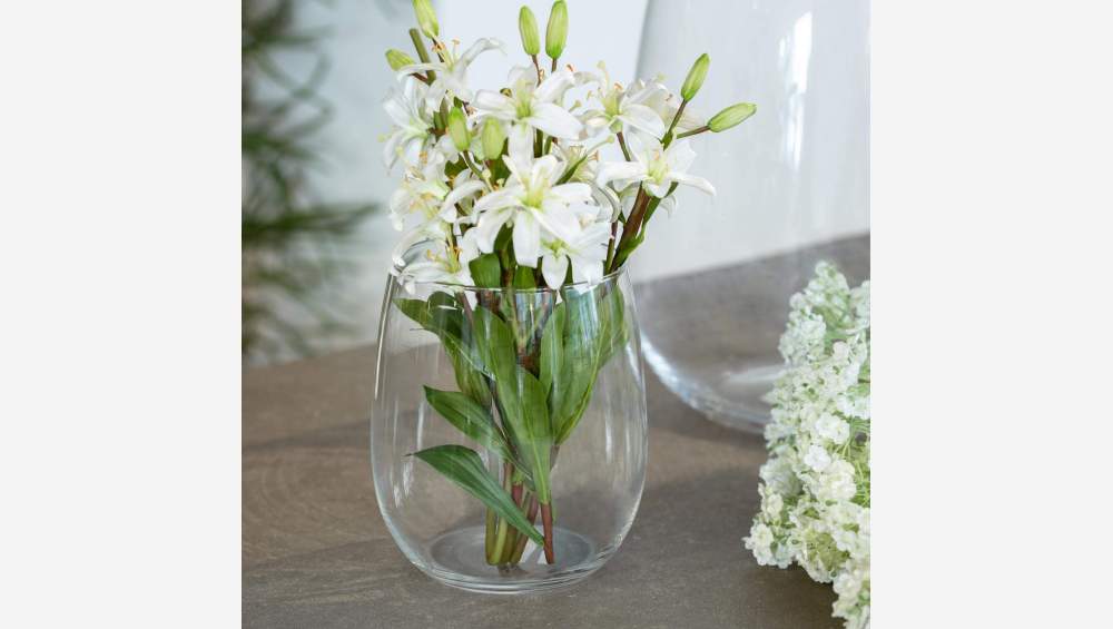 Vase en verre soufflé bouche - 18 cm - Transparent