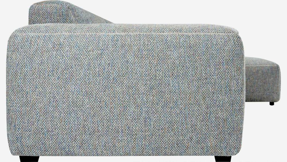 Sofá de 3 lugares com chaise longue direita em tecido Bellagio - Azul-celeste
