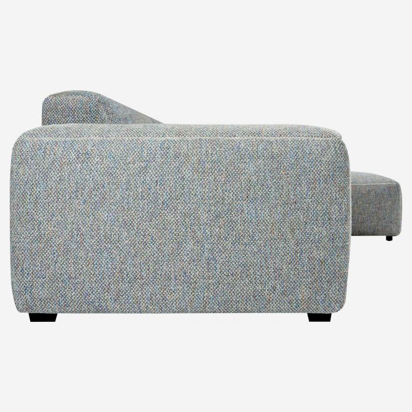Sofá de 3 lugares com chaise longue direita em tecido Bellagio - Azul-celeste