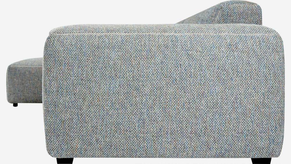 Sofá de 3 lugares com chaise longue esquerda em tecido Bellagio - Azul-celeste