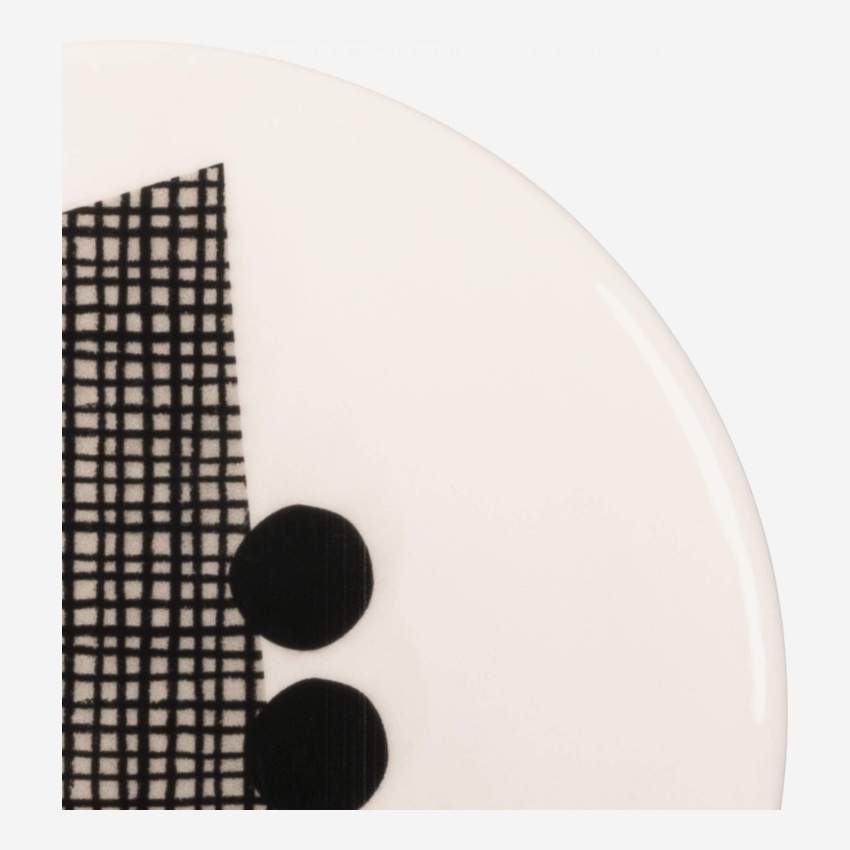 Piatto da dessert in terracotta - 23 cm - Bianco e nero