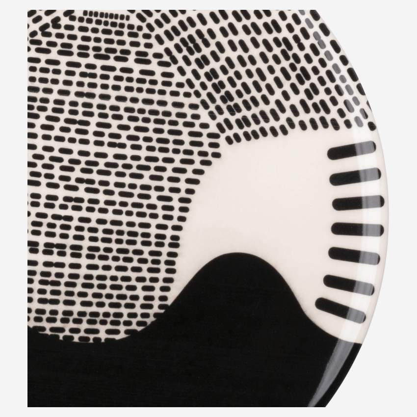 Piatto di terracotta - 27,5 cm - Bianco e nero