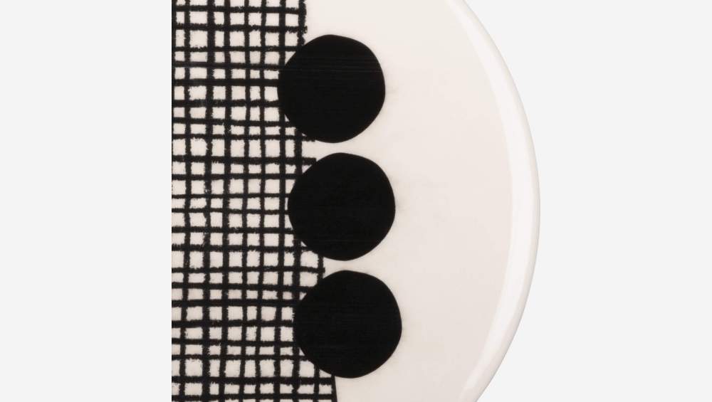 Plat bord van aardewerk - 27,5 cm - Zwart en Wit (Set van 4)