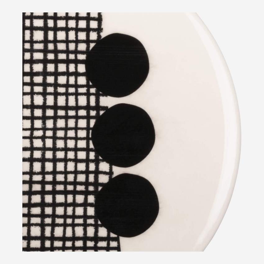 Plat bord van aardewerk - 27,5 cm - Zwart en Wit (Set van 4)