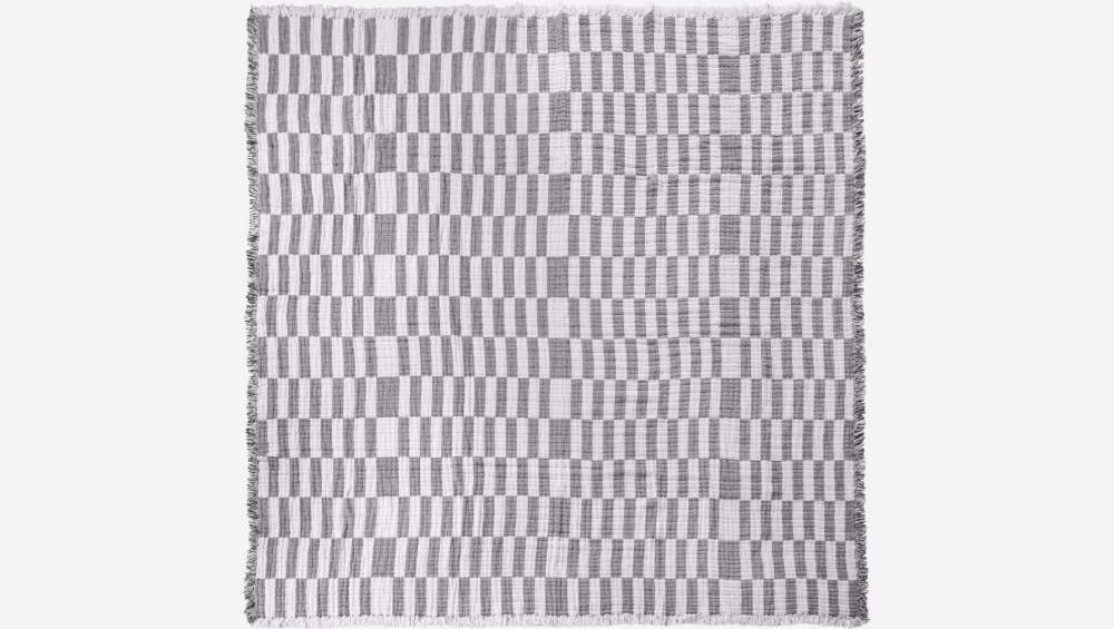 Sprei van katoenen gaas - 200 x 200 cm - Wit en zwart - Design by Floriane Jacques