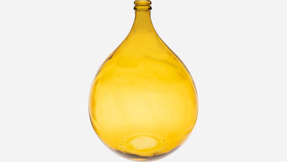Vaas Dame Jeanne van gerecycled glas - 40 x 56 cm - Geel