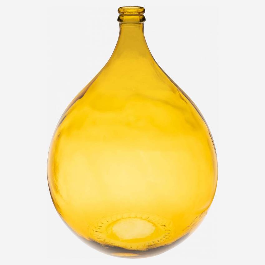 Vaas Dame Jeanne van gerecycled glas - 40 x 56 cm - Geel